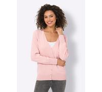 Strickjacke HEINE, Damen, Gr. 44, rosa (hellrosé), 100% Baumwolle, unifarben, Strickjacken Strickjacke (68722661-44) hellrosé