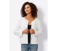 Strickjacke HEINE, Damen, Gr. 44, weiß, 100% Baumwolle, unifarben, Strickjacken Strickjacke (26400759-44) weiß