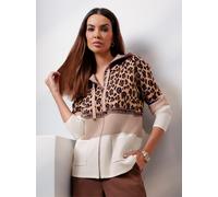 Strickjacke HEINE, Damen, Gr. 46, beige (schoko, champagner, gemustert), 45% Viskose, 35% Polyester, 17% Polyamid, 3% metallisierte Fasern, gemustert, mehrfarbig, Strickjacken Strickjacke (87413238-46