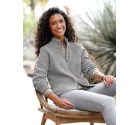 Strickjacke HEINE, Damen, Gr. 46, grau (steingrau, meliert), 50% Baumwolle, 50% Polyacryl, unifarben, Strickjacken Strickjacke (18818030-46) steingrau, meliert