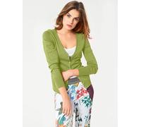 Strickjacke HEINE, Damen, Gr. 46, grün (kiwi), 100% Baumwolle, unifarben, Strickjacken Strickjacke (14401208-46) kiwi