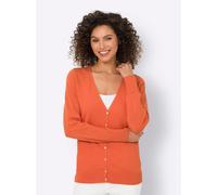 Strickjacke HEINE, Damen, Gr. 46, orange, 100% Baumwolle, unifarben, Strickjacken Strickjacke (85770319-46) orange