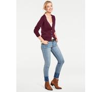 Strickjacke HEINE, Damen, Gr. 46, rot (bordeaux), 100% Baumwolle, unifarben, Strickjacken Strickjacke (82111208-46) bordeaux