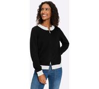Strickjacke HEINE, Damen, Gr. 46, schwarz-weiß (schwarz, ecru), 100% Baumwolle, gemustert, mehrfarbig, Strickjacken Strickjacke (82835852-46) schwarz, ecru