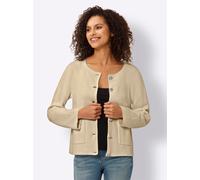 Strickjacke HEINE, Damen, Gr. 48, beige (sand), 100% Baumwolle, unifarben, Strickjacken Strickjacke (35383103-48) sand
