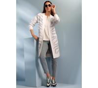 Strickjacke HEINE, Damen, Gr. 48, weiß (champagner, steingrau, gemustert), 90% Polyester, 8% Wolle, 2% Elasthan, gemustert, mehrfarbig, Strickjacken Strickjacke (34025859-48) champagner, steingrau, ge