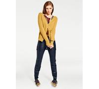 Strickjacke HEINE, Damen, Gr. 50, gelb (senfgelb), 100% Baumwolle, unifarben, Strickjacken Strickjacke, Topseller (67239042-50) senfgelb