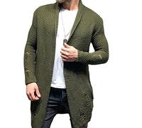 Strickjacke Herren Einfarbig Mittlere Länge Gestrickter Mantel Herren Lose Frühling Sweater Jacke Herren Loch Design Täglicher Verschleiß Casual Jacke Herren B-Army Green1 S