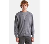 Strickjacke, Herren, Gr. S, grau (grau meliert), Feinstrick, Obermaterial: 100% Schurwolle, UNITED COLORS OF BENETTON, regular fit, V-Ausschnitt, Strickjacken Strickjacke, mit Knopfleiste (84578455-S)