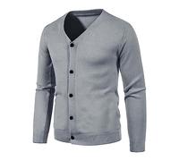 Strickjacke Herren Pullover V Ausschnitt Cardigan Winterjacke Klassischer Winter Warme Weiche Strickjacken Herren Dünn mit Knöpfe und Taschen für Männer (new1-Dark Gray, L)