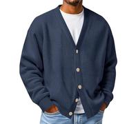 Strickjacke Herren, Strukturierter Waffelstrick, Pullover Mit Knöpfen, V-Ausschnitt Freizeitjacke,Leicht Lässig Übergangsjacke, Hoodie Herren Oversize, Strickjacken Für Male, Mens Cardigan Sweater