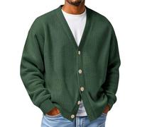 Strickjacke Herren, Strukturierter Waffelstrick, Pullover Mit Knöpfen, V-Ausschnitt Freizeitjacke,Leicht Lässig Übergangsjacke, Hoodie Herren Oversize, Strickjacken Für Male, Mens Cardigan Sweater