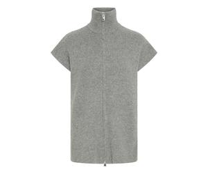 Strickjacke ICHI "Ärmellose IHDUCIE", Damen, Gr. S, grau (grau melange), Obermaterial: 55% Polyester PES. 30% Polyacryl PAN. 13% Nylon NY. 2% Elasthan EL., Strickjacken Strickjacke (84354617-S) grau m