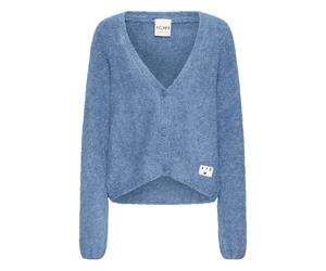 Strickjacke ICHI "Langarm IHBLARISA", Damen, Gr. XXL, blau (blau yonder), Obermaterial: 63% Polyacryl PAN. 26% Nylon NY. 10% Wolle mw. 1% Elasthan EL., Strickjacken Strickjacke (34383908-XXL) blau yon
