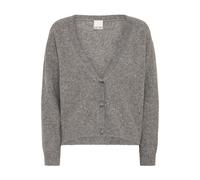 Strickjacke ICHI "Langarm IHDASILA", Damen, Gr. XXL, grau (dunkelgrau melange), Obermaterial: 54% Polyester PES. 23% Polyacryl PAN. 13% Nylon NY. 6% Wolle mw. 4% Elasthan EL., Strickjacken Strickjacke