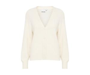 Strickjacke ICHI "Langarm IHKAMARA", Damen, Gr. XXL, weiß (cloud dancer), Obermaterial: 52% Polyacryl PAN. 30% Polyester PES. 15% Alpaka WP. 3% Elasthan EL., Strickjacken Strickjacke (95477662-XXL) cl
