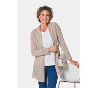 Strickjacke GOLDNER "Kurzgröße Strickjacke in raffinierter Struktur", Damen, Gr. 25, weiß (perlweiß), Obermaterial: 55% Baumwolle CO. 45% Viskose CV., normal, Sonstiges, Strickjacken Strickjacke, Ohne