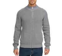 Strickjacke INDICODE "INEmil Cardigan", Herren, Gr. S, lt grau mel, Strick, Obermaterial: 60% Polyester, 40% Baumwolle, meliert, regular fit hüftbedeckend, hoch geschlossener Ausschnitt, Strickbündche