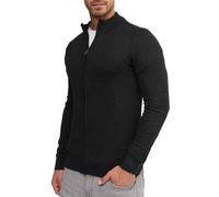 Strickjacke INDICODE "Tinos", Herren, Gr. L, grau (charcoal mix), Strick, Obermaterial: 80% Baumwolle, 20% Polyamid, unifarben, normal, hoch geschlossener Ausschnitt, Strickjacken (58387810-L) charcoa