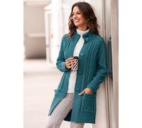 Strickjacke INSPIRATIONEN, Damen, Gr. 42, blau (petrol), 50% Baumwolle, 50% Polyacryl, unifarben, Strickjacken Strickjacke (96186355-42) petrol