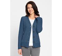 Strickjacke INSPIRATIONEN, Damen, Gr. 42, blau (rauchblau, meliert), 50% Viskose, 28% Polyester, 22% Polyamid, meliert, Strickjacken Strickjacke (83139833-42) rauchblau, meliert