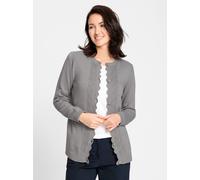 Strickjacke INSPIRATIONEN, Damen, Gr. 42, grau (steingrau, meliert), 50% Baumwolle, 50% Polyacryl, meliert, unifarben, Strickjacken Strickjacke (17433657-42) steingrau, meliert