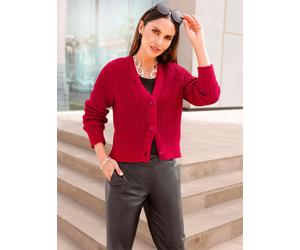 Strickjacke INSPIRATIONEN, Damen, Gr. 42, rot, 100% Baumwolle, unifarben, Strickjacken Strickjacke (31640016-42) rot