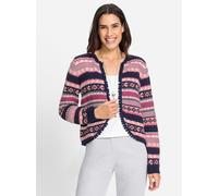 Strickjacke INSPIRATIONEN, Damen, Gr. 44, blau (marine, erika, gemustert), 50% Baumwolle, 50% Polyacryl, gemustert, mehrfarbig, Strickjacken Strickjacke (86198216-44) marine, erika, gemustert