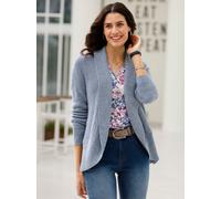 Strickjacke INSPIRATIONEN, Damen, Gr. 46, blau (rauchblau, meliert), 50% Baumwolle, 50% Polyacryl, unifarben, Strickjacken Strickjacke (93528726-46) rauchblau, meliert