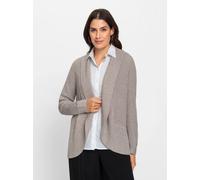 Strickjacke INSPIRATIONEN, Damen, Gr. 46, grau (taupe, meliert), 50% Baumwolle, 50% Polyacryl, unifarben, Strickjacken Strickjacke (67636902-46) taupe, meliert