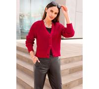 Strickjacke INSPIRATIONEN, Damen, Gr. 46, rot, 100% Baumwolle, unifarben, Strickjacken Strickjacke (31640016-46) rot