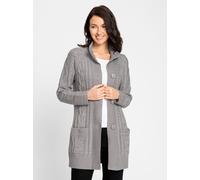 Strickjacke INSPIRATIONEN, Damen, Gr. 48, grau (steingrau, meliert), 50% Baumwolle, 50% Polyacryl, unifarben, Strickjacken Strickjacke (90663133-48) steingrau, meliert