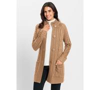 Strickjacke INSPIRATIONEN, Damen, Gr. 50, braun (camel), 50% Baumwolle, 50% Polyacryl, unifarben, Strickjacken Strickjacke (17136641-50) camel