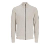 Strickjacke JACK & JONES "JJCLEVELAND KNIT ZIP CARDIGAN", Herren, Gr. XS, beige (moonbeam), Strick, Obermaterial: 100% Baumwolle, unifarben, regular fit normal, ohne Ausschnitt, Bündchen, Strickjacken