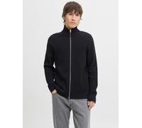 Strickjacke JACK & JONES "JJEPERFECT KNIT ZIP CARDIGAN SN", Herren, Gr. M, schwarz, Strick, Obermaterial: 50% Baumwolle, 50% Polyester, unifarben, slim fit hüftbedeckend, hoch geschlossener Ausschnitt