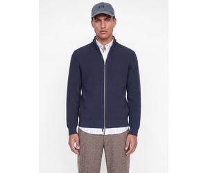 Strickjacke JACK & JONES "JJEPERFECT RIB KNIT FULL ZIP CARDIGAN SN", Herren, Gr. L, blau (night sky), Strick, Obermaterial: 50% Baumwolle, 50% Polyester, unifarben, normal normal, ohne Ausschnitt, Bün