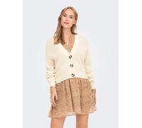Strickjacke JDY "JDYJUSTY L/S SHORT CARDIGAN KNT NOOS", Damen, Gr. L, gelb (eggnog), Strick, Obermaterial: 100% Polyacryl, unifarben, regular fit kurz, V-Ausschnitt, Rippbündchen, Strickjacken Strickj