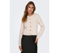 Strickjacke JDY "JDYKIM L/S ON BUTTON CARDIGAN KNT NOOS", Damen, Gr. XL, egret, Strick, Obermaterial: 100% Polyacryl, unifarben, kurz, Rundhals, gerader Abschluss, Strickjacken (25425917-XL) egret