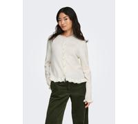 Strickjacke JDY "JDYLETTY L/S ON FRILL CARDIGAN KNT NOOS", Damen, Gr. S, cloud dancer detail:melange, Strick, Obermaterial: 64% Polyacryl, 36% Polyester, meliert, regular fit normal, Rundhals, Strickj