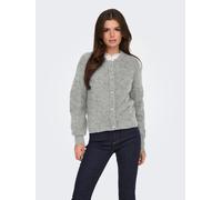JdY Damen Strickjacke Rundhals Knopfleiste Perlen-Verzierung Knit Fit, Farben:Grau-3, Größe:L