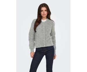 Strickjacke JDY "JDYLUMI LIFE L/S BUTTON CARDIGA KNT NOOS", Damen, Gr. L, grau (medium grau melange), Strick, Obermaterial: 52% Polyester, 41% Polyacryl, 4% Wolle, 3% Elasthan, unifarben, regular fit