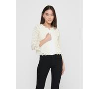 Strickjacke JDY "JDYSUN 3/4 CROPPED CARDIGAN KNT NOOS", Damen, Gr. S, gelb (eggnog), Strick, Obermaterial: 100% Polyacryl, unifarben, regular fit kurz, V-Ausschnitt, Strickjacken Strickjacke (72537953