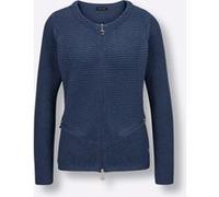 Strickjacke CREATION L PREMIUM, Damen, Gr. 50, blau (jeansblau, meliert), 70% Lyocell, 30% Baumwolle, unifarben, Strickjacken Strickjacke (85402909-50) jeansblau, meliert