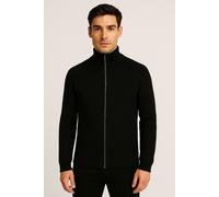 Strickjacke "JJPANNEL KNIT ZIP CARDIGAN AW25 PLS", Herren, Gr. 6XL, schwarz, Strick, Obermaterial: 58% Polyacryl, 42% Baumwolle, JACK & JONES PLUSSIZE, unifarben, relaxed fit normal, hoch geschlossene