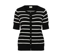 Strickjacke KAFFE CURVE "Damen Strickjacke KClizzy", Damen, Gr. S, weiß (chalk, schwarz stripe), Obermaterial: 80% Viskose CV. 20% Nylon NY., Strickjacken Strickjacke (28586967-S) chalk, schwarz strip