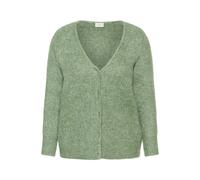Strickjacke KAFFE CURVE "Strickjacke KCmelani", Damen, Gr. M, grün (sea spray melange), Obermaterial: 44% Polyester PES. 40% Nylon NY. 6% Alpaka WP. 6% Wolle mw. 2% Polyacryl PAN., Strickjacken Strick