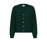 Strickjacke KAFFE "Strickjacke KAfiorella", Damen, Gr. XS, grün (garden topiary melange), Obermaterial: 50% Polyester Pol. recyc.. 29% Nylon NY. 15% Polyester PES. 6% Wolle mw., Strickjacken Strickjac