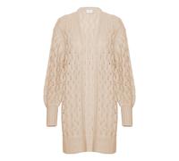 Strickjacke KAFFE "Strickjacke KAlena", Damen, Gr. XXL, beige (feather gray melange), Obermaterial: 50% Baumwolle CO. 50% Polyacryl PAN., Strickjacken Strickjacke (72293105-XXL) feather gray melange
