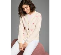 Strickjacke KANGAROOS, Damen, Gr. 32/34, natur, Feinstrick, Obermaterial: 50% Viskose, 26% Polyester, 24% Polyamid, bequem taillenbedeckt, tiefer V-Ausschnitt, weit Rippstrickbündchen, Strickjacken St