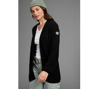 Strickjacke KANGAROOS, Damen, Gr. 40/42, schwarz, Strick, Obermaterial: 100% Polyacryl, kontrastfarbene Details, unifarben, gerade hüftbedeckend, V-Ausschnitt, Puffärmel Rippstrickbündchen, Strickjack